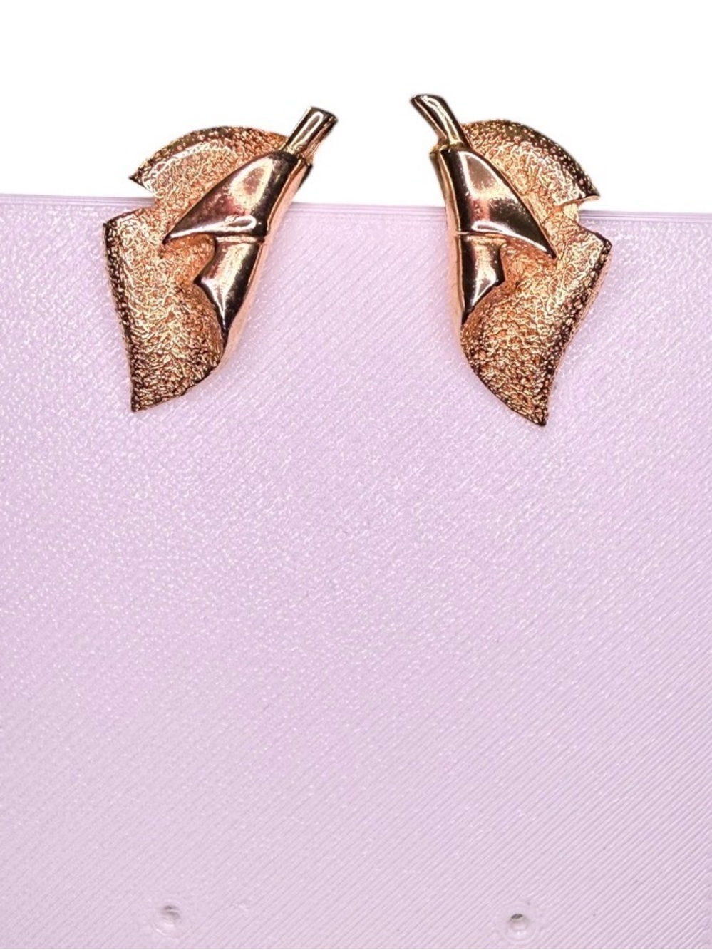 Vintage Textured Gold Leaf Clip On Earrings Retro 1980s Modernist Botanical